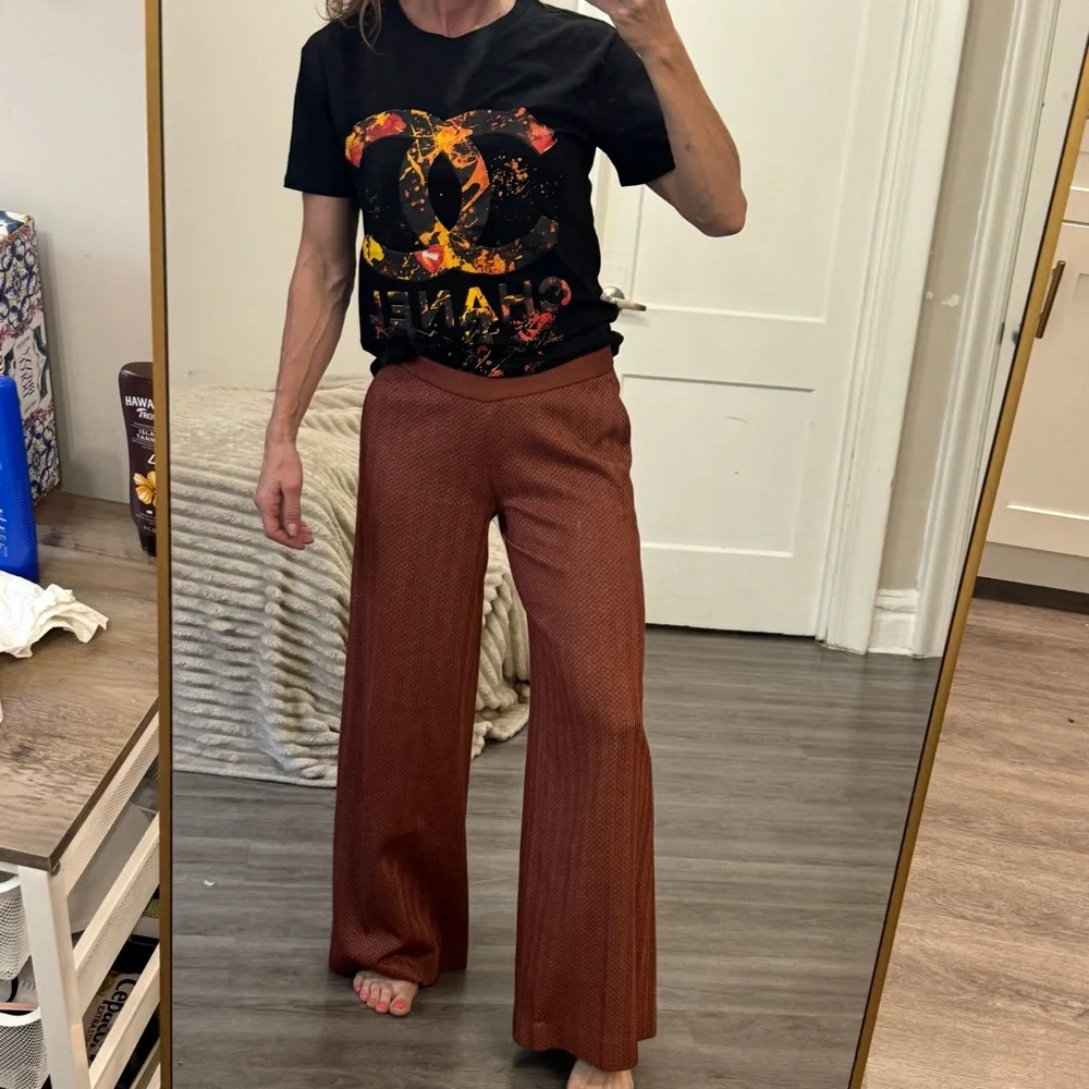 Missoni Wide-Leg Knit Pants Rust Wool Blend Size IT 40 / US 4 - Picture 6 of 14